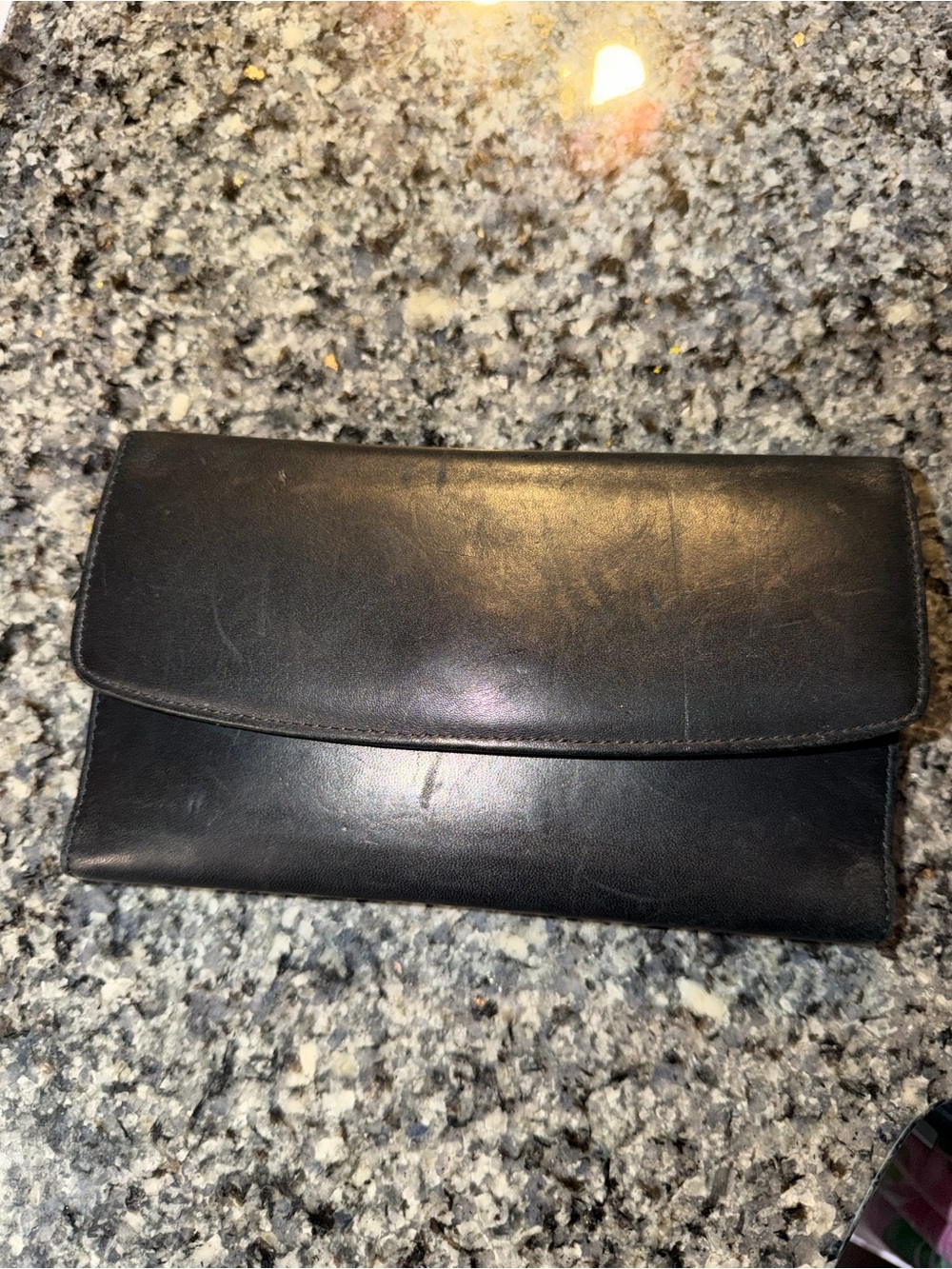 Vintage Coach Classic Black Leather Fold-Over
